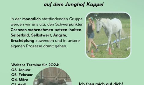 Weitere Termine für das Gruppenangebot Pferdegestützte Therapie 2023-2024